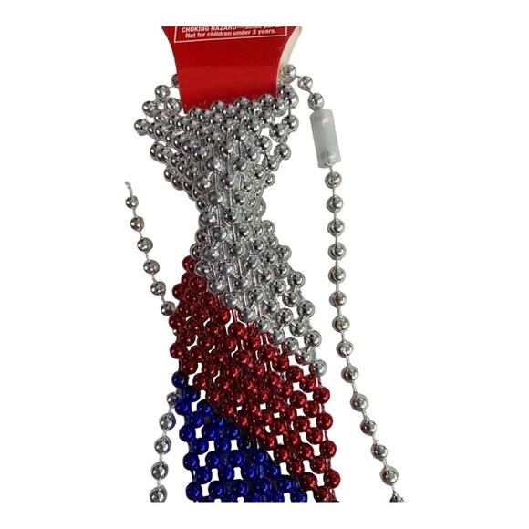 Stars & Stripes Necklace Beaded Tie Patriotic Kids 4+ NEW - Picture 2 of 5